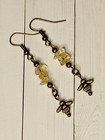 2-piece Set Made With Citrine Chips  Bee Charms  And Antique Bronze Findings