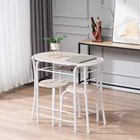 3-piece Wooden Round Table   Chair Set For Kitchen  Dining Room White And Oak