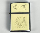 Lighter 1994 Zippo Scrimshaw Ship   Lighthouse Cream Panel Vintage