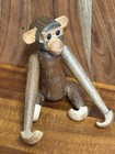 Vintage Kay Bojesen Style Wood Jointed Mid Century Modern Hanging Monkey Japan