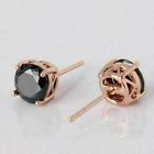 5 Ct Black Diamond Earrings In Rose Gold Finish Aaa Certified Christmas Gift