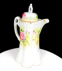 Japanese Porcelain Roses And Gilt Lattice 9 3 8  Chocolate Pot 1940 s
