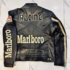 Men s Embroidered Charcoal Black Racing Leather Jacket Motorcycle Leather Jacket