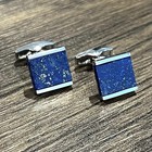 925 Sterling Silver Lapis Lazuli Stone Cufflinks In Box Men Silver Cufflink Gift