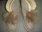 Bearpaw Libby Suede Sheepskin Booties W pom-pom Women s Us 8 M Pewter