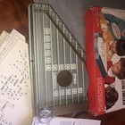Vintage 1950 s Jr Zither Italy Milano Lap Harp W pick  Music  Instructions