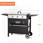Propane Gas Grill 3 Burners 33000 Btu Steel Grill Cart Outdoor Cooking Bbq