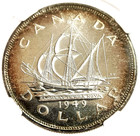 1949 Silver Canada  1 Dollar King George Vi Ngc Mint State 63  premium Quality 