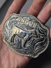 Vintage Angus Belt Buckle Western Cowboy Rodeo  silver Sterling  Rancher Cow