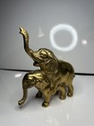 Brass Mating Elephants  Vintage Figurine Up Trunk Statue