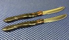 Set Of 2  Cutco 1759 Serrated Table Steak Knives Brown Orange Swirl Vintage