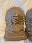 Native American Chief Bookends Vintage Pair American Indian Cast Iron Decor