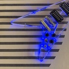 Acrylic Flying V Electric Guitar With Blue Led Lights Hh Pickups Chrome Hardware