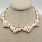 Vintage Mcm Necklace Pink Plastic Gold Tone Choker Collar 16 Inch