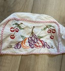 Vintage Retro Embroidered Toaster Cover Fruit Red White Gingham Check Trim