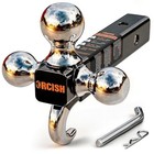 Trailer Hitch Mount Tri-ball 2 Inch Receiver 10000 Lb Tow Hook Chrome 4 In 1