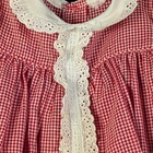 Vtg 18-24 Mo Red Gingham Eyelet Dress Country Peter Pan Collar Girl Toddler Baby
