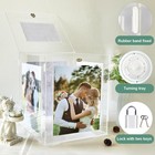 Large Clear Acrylic Wedding Card Box With Picture Frame Lock Money Holder