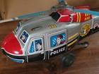 Vintage Friction Tin Toy Police Patrol Helicopter Moving Propeller Japan 1960s 
