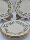 Lenox Holiday Saucers Set Of 5 6    Dimension Collection Made In Usa Gold Trim