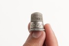Antique Sterling Silver Thimble With Farmhouse Landscape Decoration 6 Grams