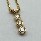 G2u 14k Gold  Diamond 3 Stone Bar Pendant 155