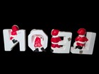 Vintage Noel Lipper And Mann Candle Holder White Letters Red Santa Elves 