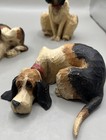 Wood Carved Foxhounds Dog Figurines Vintage 80 s Signed    tw     5  Folk Art