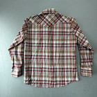 Vintage Round Up Shirt Mens Large Pearl Snap Plaid Red White Western Wear 