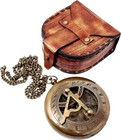 Personalized Brass Sundial Compass Custom Working Pocket Leather Case Decorative