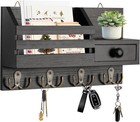 Key Holder Wall Mount  Wooden Adhesive Mail And Key Organizer With Drawer  Sm   
