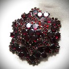 Fabulous Antique Victorian 800 Silver 3-tier Bohemian Garnet Snowflake Pin 