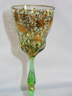 Antique Bohemian Czech Glass Raised Gold Flower Art Nouveau Wine Hock 8 