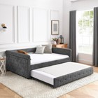 Full Size Upholstered Daybed With Trundle Sofa Bed Guest Bed Bedroom Living Room
