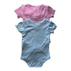 Nicole Miller New York Baby Girl 6-9m Bodysuit 2-pack Nwot Pink Ribbed Blue Bow