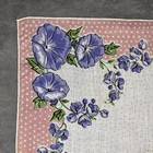 Vintage Floral Morning Glory Handkerchief Hanky Hankie Purple Pink Green 12   x12   