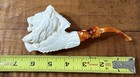Beautiful Block Meerschaum Eagle Claw With Lion Head And Leather Case 426 