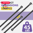Black 8 Inch Zip Ties  100 Pack   45lbs Tensile 8  100 Pack  45 Lb  