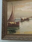 Vintage Original Oil Painting European Sail Boats Signed By Artist T Mari  16x20