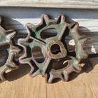 Matching Pair Green Industrial Cast Iron Gears Lamp Light Base Steampunk Lot Vtg