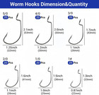 120pcs Bass Fishing Hooks Freshwater  Premium Extra Wide Gap Offset Worm Bass Ho