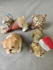 Vintage Lot   4 English Bulldog Statue Figurine Christmas