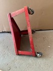 Vintage Red Triangular Mechanic Industrial Rolling Metal Stool On Wheels