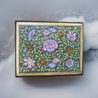 Chinese Brass Floral Enamel Cigarette Playing Card Wood Lined Trinket Box