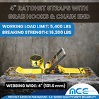 4 Pack Usa 4  X30  Ratchet Strap W chain Extension Flatbed Truck Tie Down Yellow
