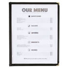 10 Pack 8 1 2  X 11  Black Vinyl Three Page Pocket Clear Restaurant Menu Cover 3