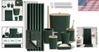 Hunter Green Luxury Bathroom Accessories Set With Non-slip Rugs   Shower Curtain