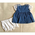 Vintage 90s It s Baby Dress   Bloomers Set Girls Size 3-6m Blue Floral Lace
