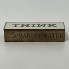 Rare Vintage Early 1960s  think  Ibm Corporation Brass Paperweight Desk Sign