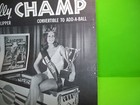 Champ 1970s Pinball Machine Black   White Pull Out Trade Magazine Print Ad Retro